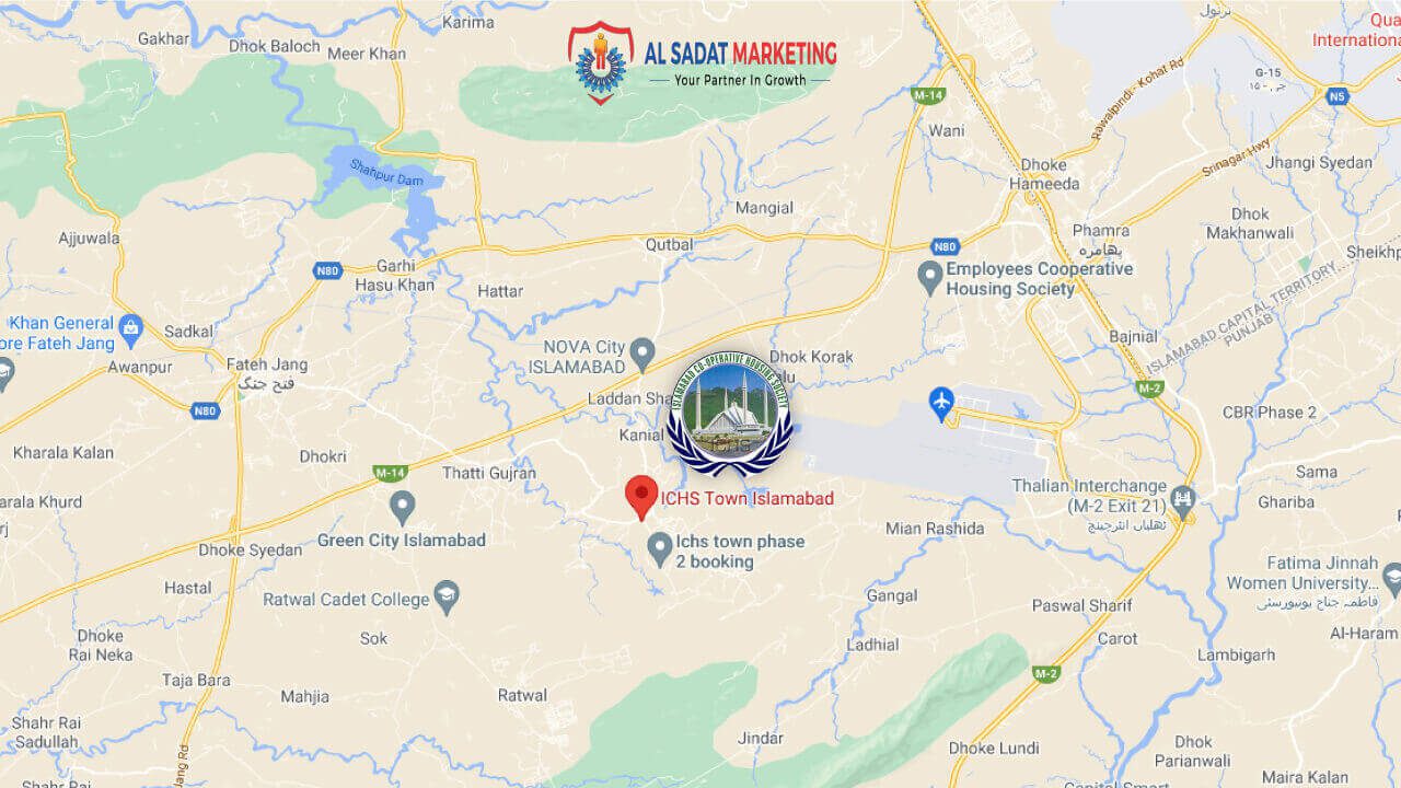 ichs town - islamabad co-operative housing society - location map - ichs town project page - al sadat marketing - alsadat marketing - al-sadat marketing - real estate agency - property portal - islamabad - rawalpindi - pakistan