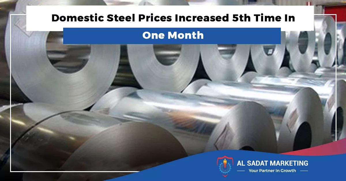 domestic steel prices increases fifth time in one month in pakistan 2023 al sadat marketing