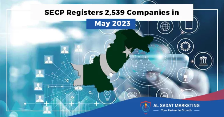secp registers 2539 companies in may 2023 in 2023, al sadat marketing, real estate agency in blue area, blue area islamabad