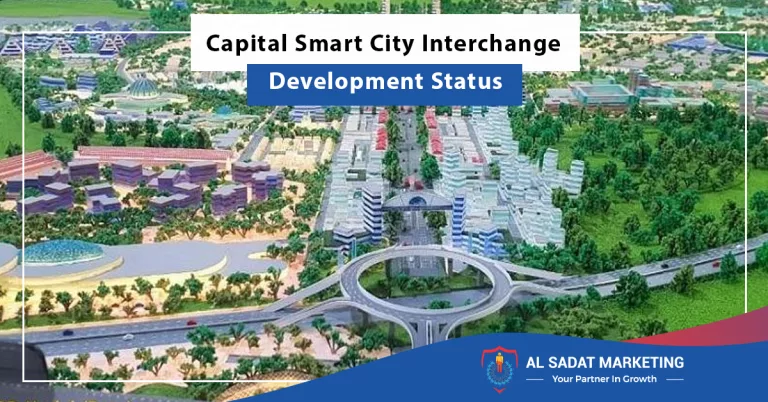 capital smart city interchange development status, al sadat marketing, real estate agency in blue area islamabad, pakistan