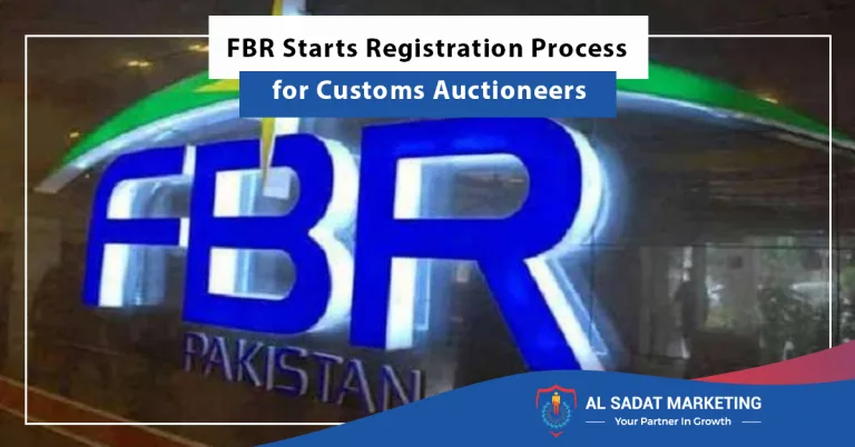 registration process initiated by fbr for customs auctioneers., al sadat marketing, real estate agency in blue area islamabad