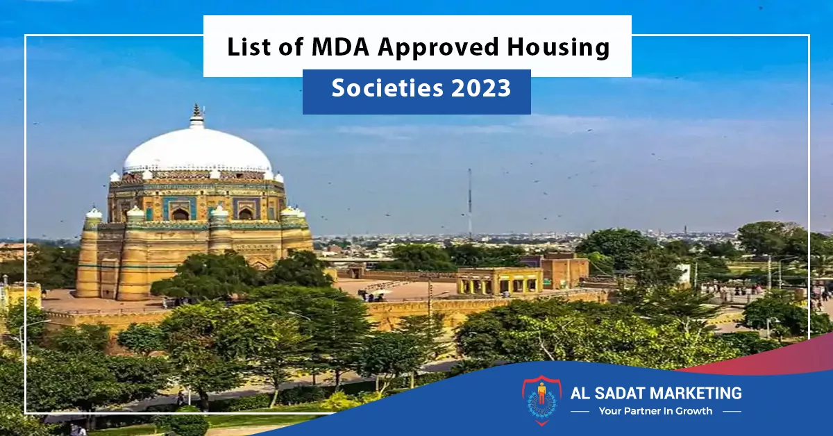 a collage of logos representing various mda approved housing societies in 2023, al sadat marketing, real estate agency in blue area islamabad pakistan