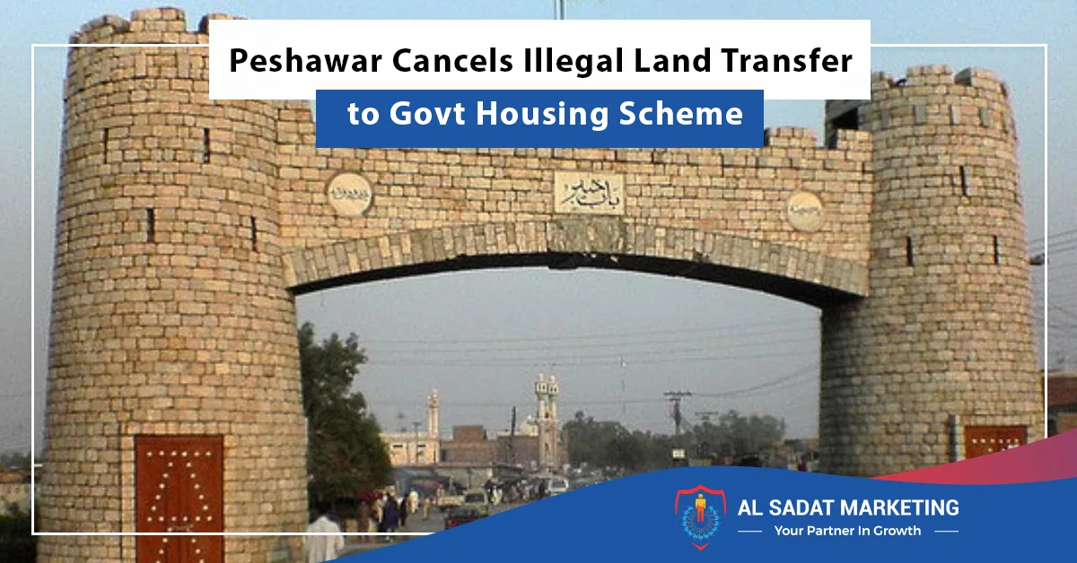 An official displaying documents indicating the cancellation of an illegal land transfer in Peshawar, al sadat marketing, real estate agency in blue area islamabad pakistan