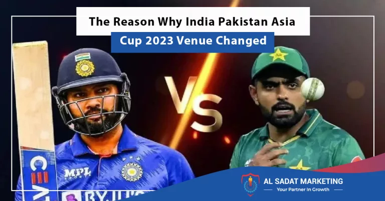 a cricket stadium with india and pakistan flags, symbolizing the venue change for asia cup 2023, al sadat marketing, real estate agency in blue area islamabad pakistan