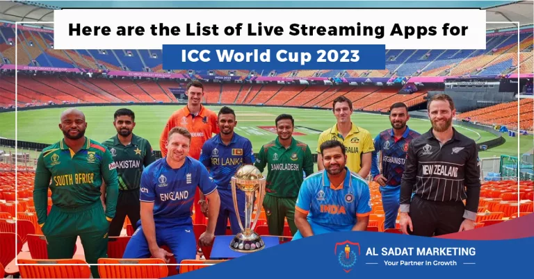 here are the list of live streaming apps for icc world cup 2023, al sadat marketing, real estate agency in blue area islamabad pakistan