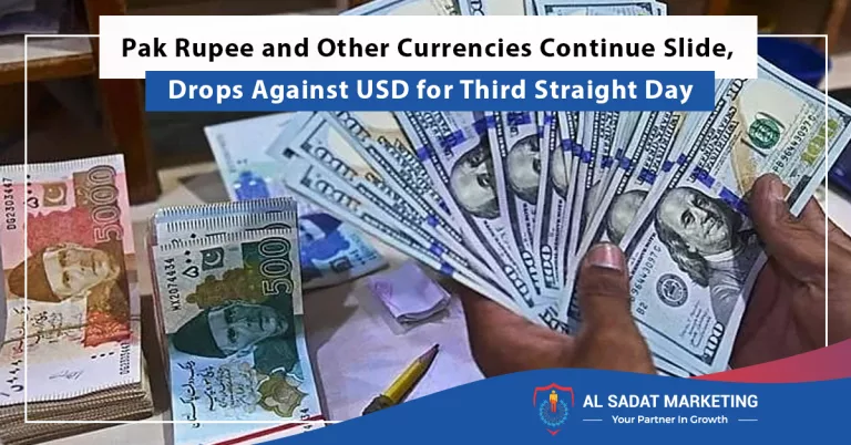 pak rupee and other currencies continue slide, drops against usd for third straight day, al sadat marketing, real estate agency in blue area islamabad