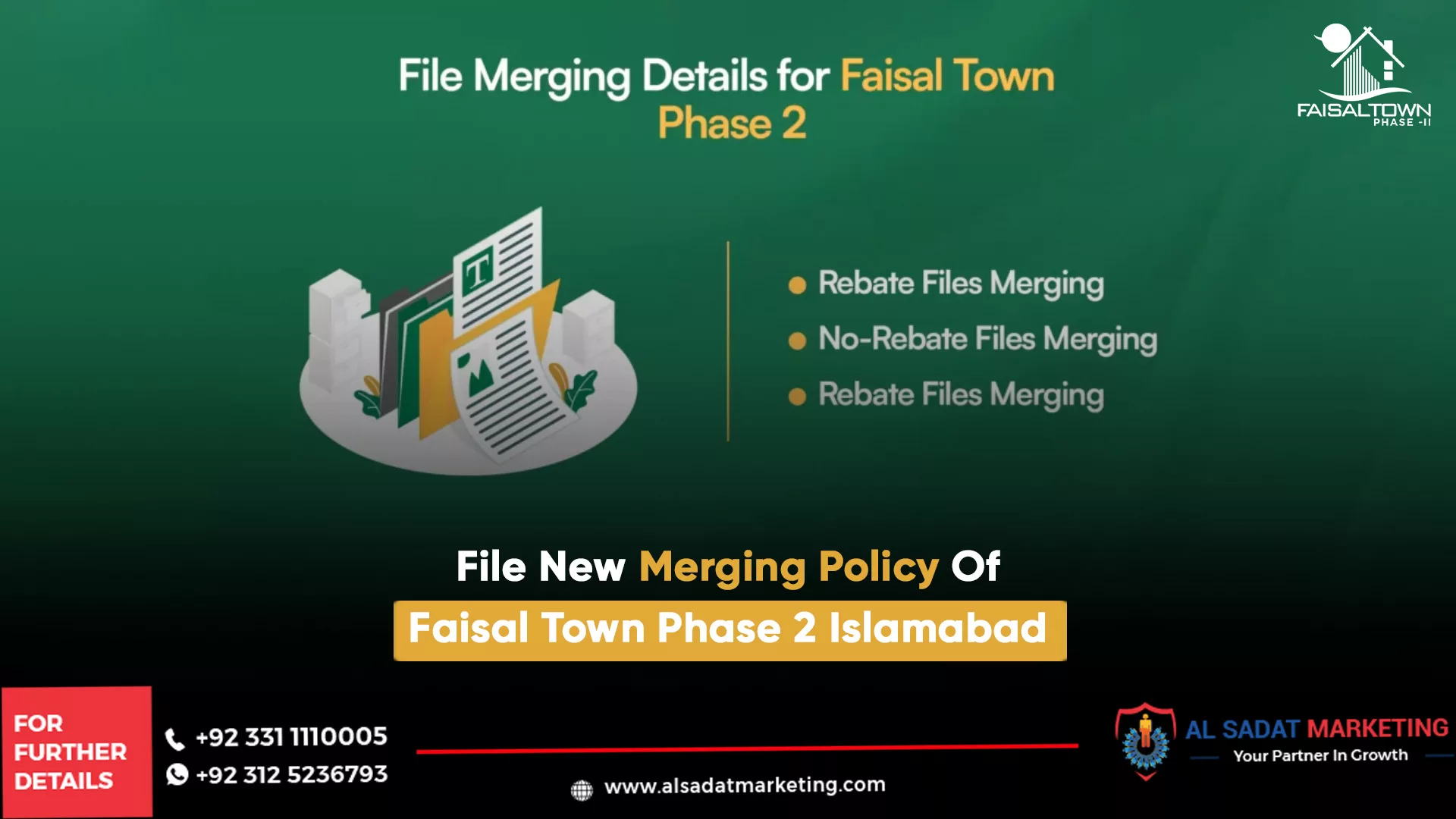 new file merging policy of faisal town phase 2 islamabad, al sadat marketing, real estate agency in blue area islamabad