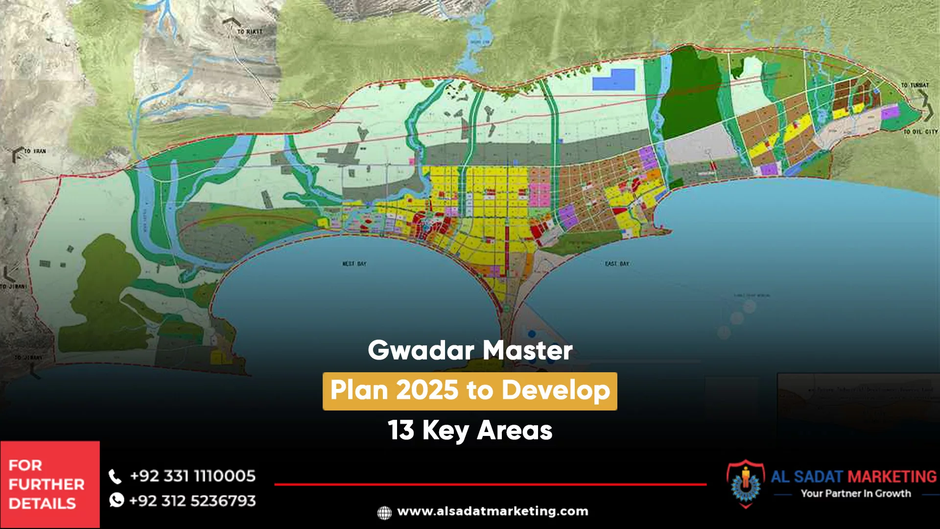 gwadar master plan 2025 to develop 13 key areas, al sadat marketing, real estate agency in blue area islamabad