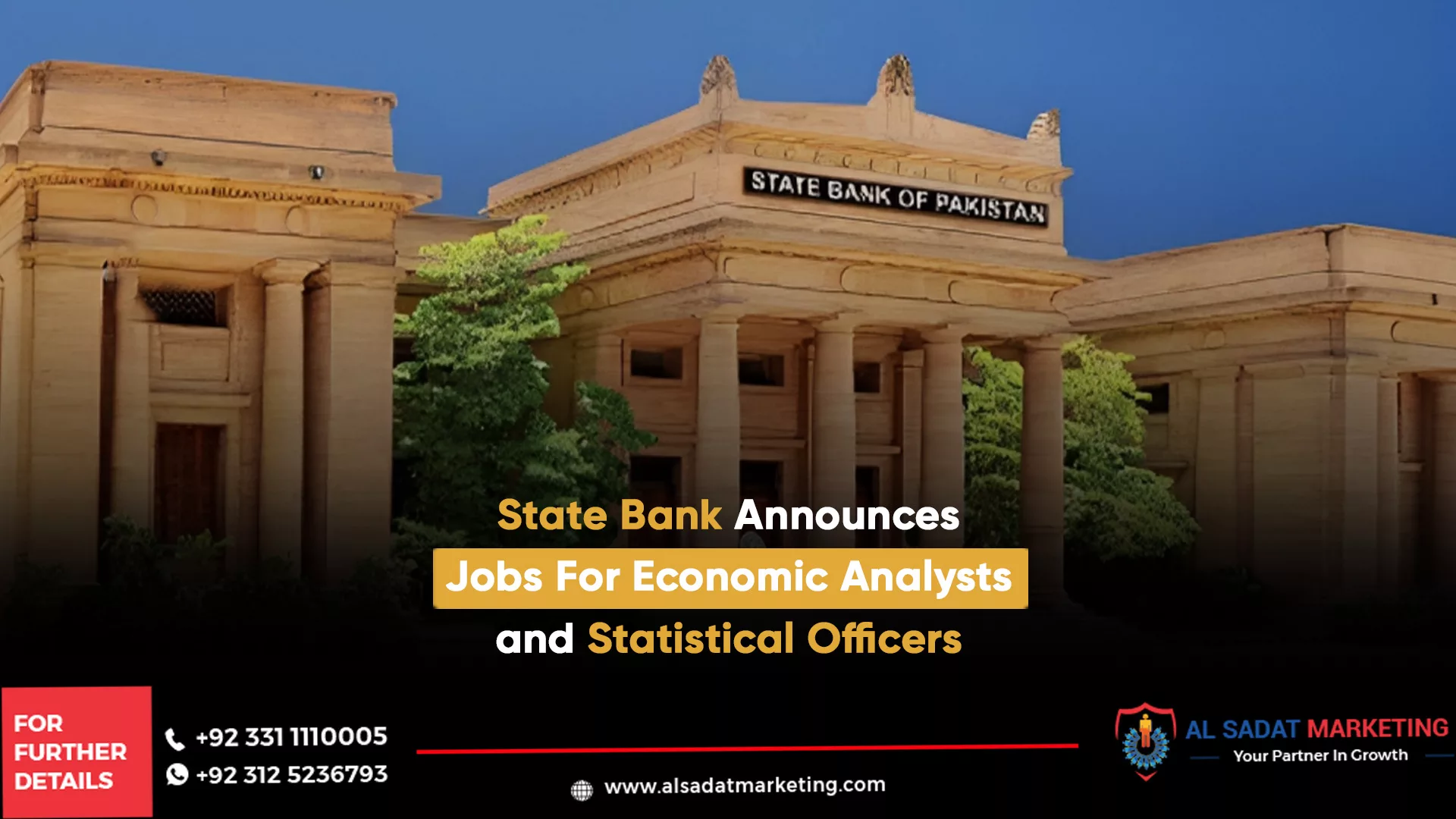 state bank announces jobs for economic analysts and statistical officers, al sadat marketing, real estate agency in blue area islamabad