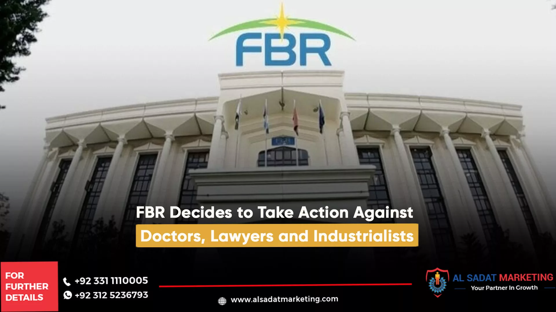 fbr decides to take action against doctors, lawyers and industrialists, al sadat marketing, real estate agency in blue area islamabad