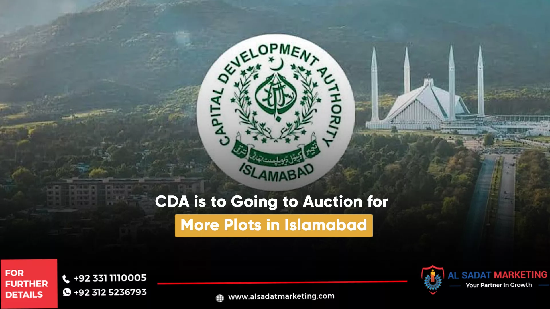 cda is to going to auction for more plots in islamabad, al sadat marketing, real estate agency in blue area islamabad