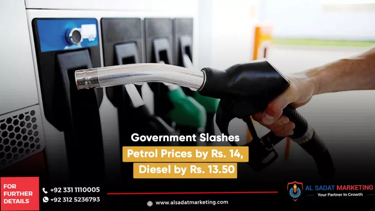 government slashes petrol prices by rs. 14, diesel by rs. 13.50, al sadat marketing, real estate agency in blue area islamabad