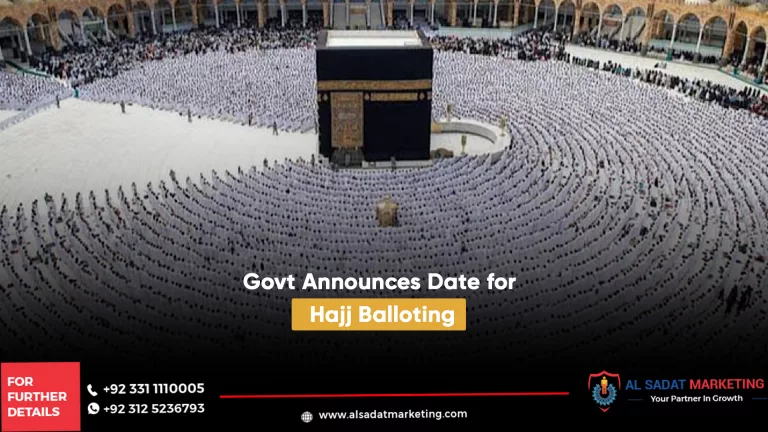 govt announces date for hajj balloting, al sadat marketing, real estate agency in blue area islamabad