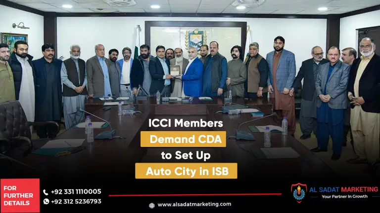 icci members demand cda to set up auto city in isb, al sadat marketing, real estate agency in blue area islamabad