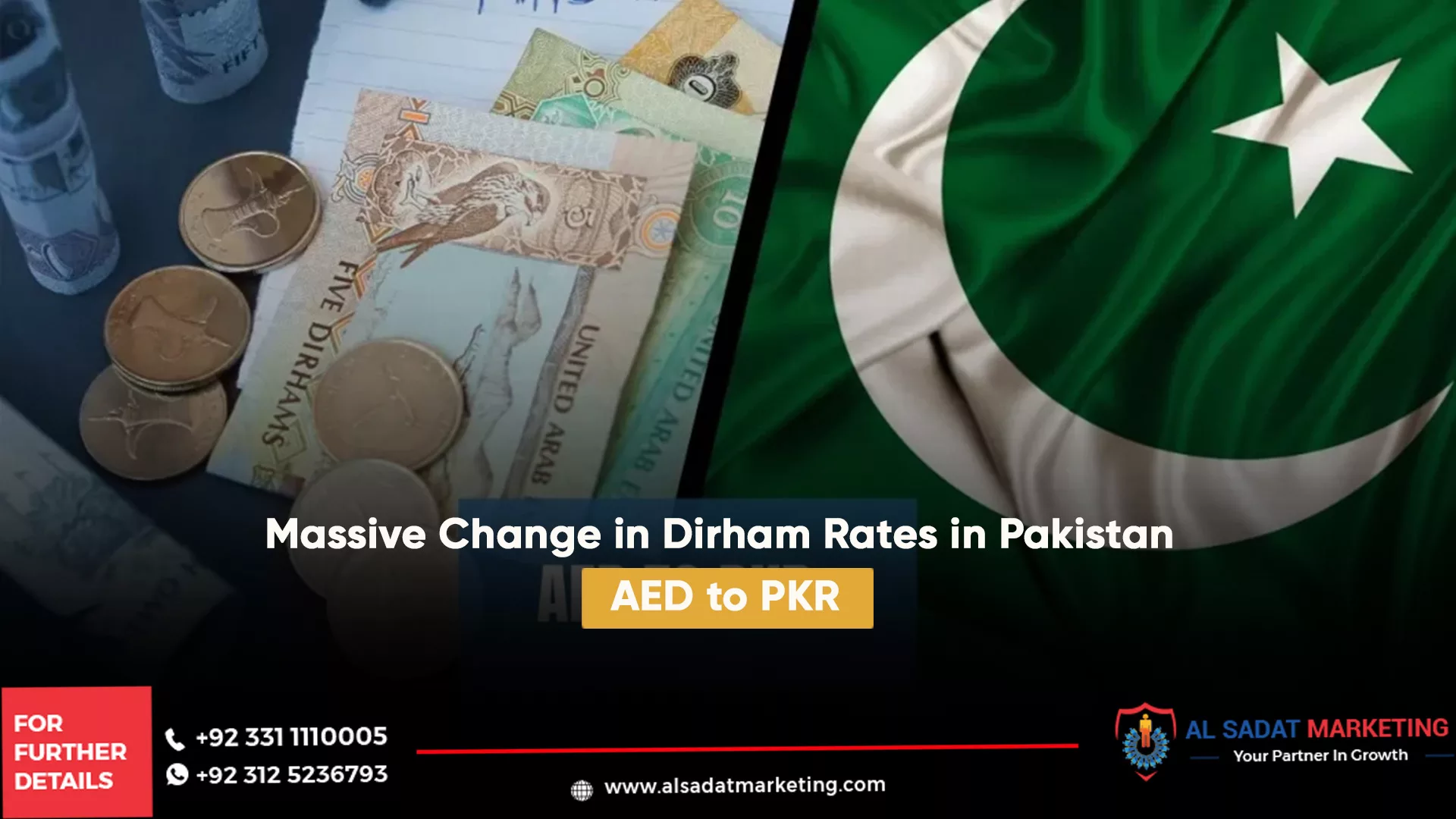 massive change in dirham rates in pakistan - aed to pkr, al sadat marketing, real estate agency in blue area islamabad