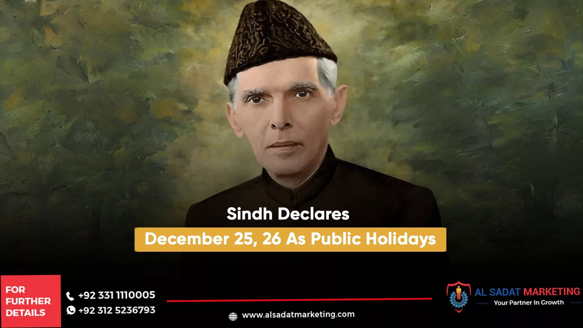sindh declares december 25, 26 as public holidays, al sadat marketing, real estate agency in blue area islamabad