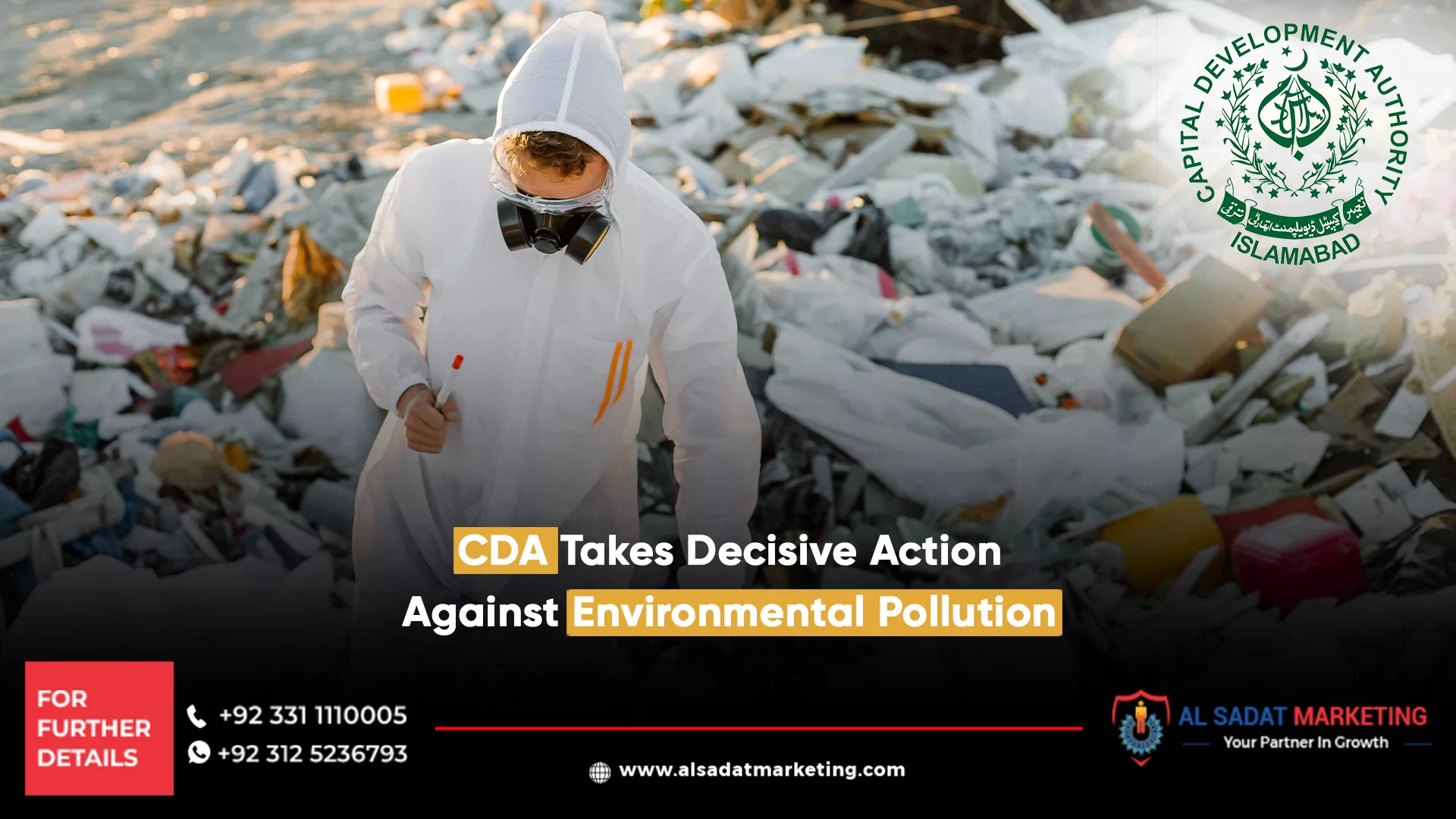 cda takes decisive action against environmental pollution, al sadat marketing, real estate agency in blue area islamabad