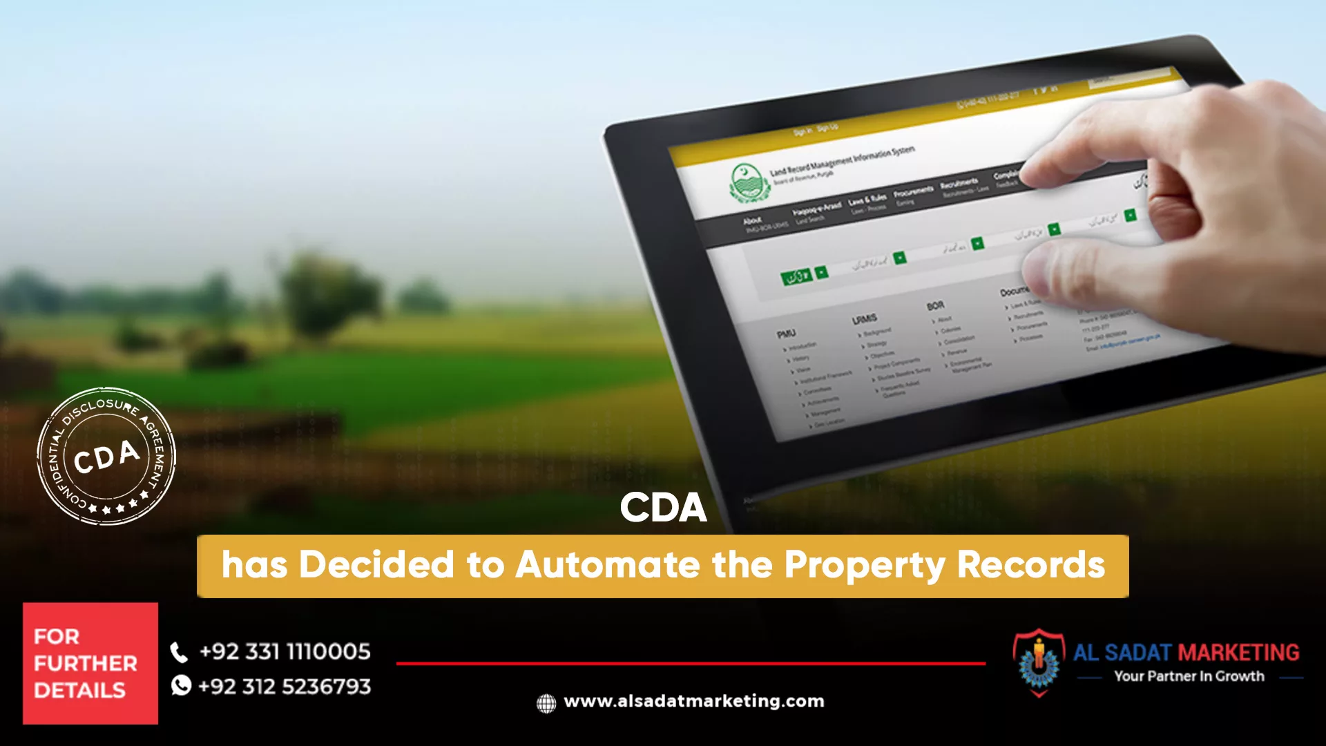 cda has decided to automate the property records, al sadat marketing, real estate agency in blue area islamabad