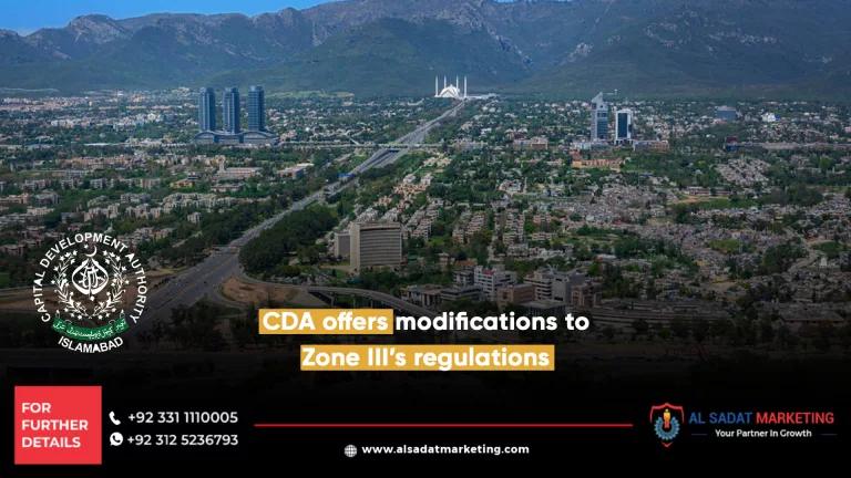 cda offers modifications to zone iii’s regulations, al sadat marketing, real estate agency in blue area islamabad