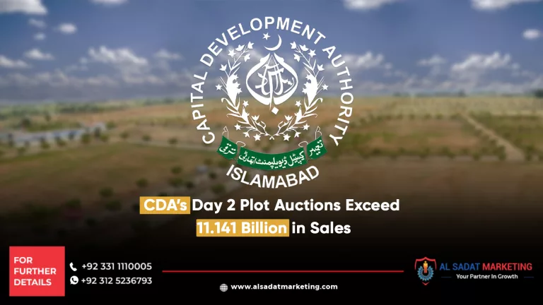 cda’s day 2 plot auctions exceed 11.141 billion in sales, al sadat marketing, real estate agency in blue area islamabad