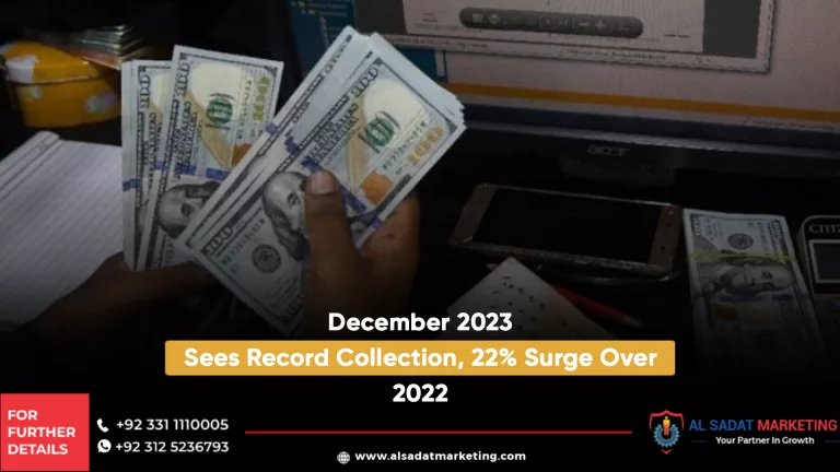 december 2023 sees record collection, 22% surge over 2022, al sadat marketing, real estate agency in blue area islamabad pakistan