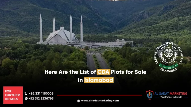 here are the list of cda plots for sale in islamabad, al sadat marketing, real estate agency in blue area islamabad