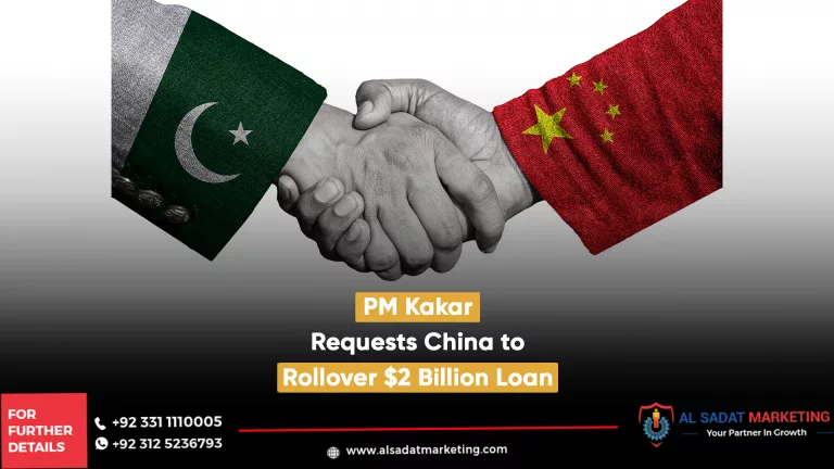 hand in another hand with pakistan and china flags represents the friendship for 2 billion loan rollover