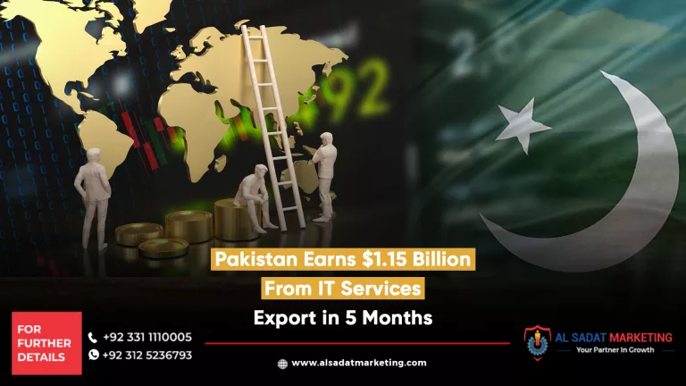 pakistani flag and ladder with 3 human like shapes represents the pakistan earning from it services