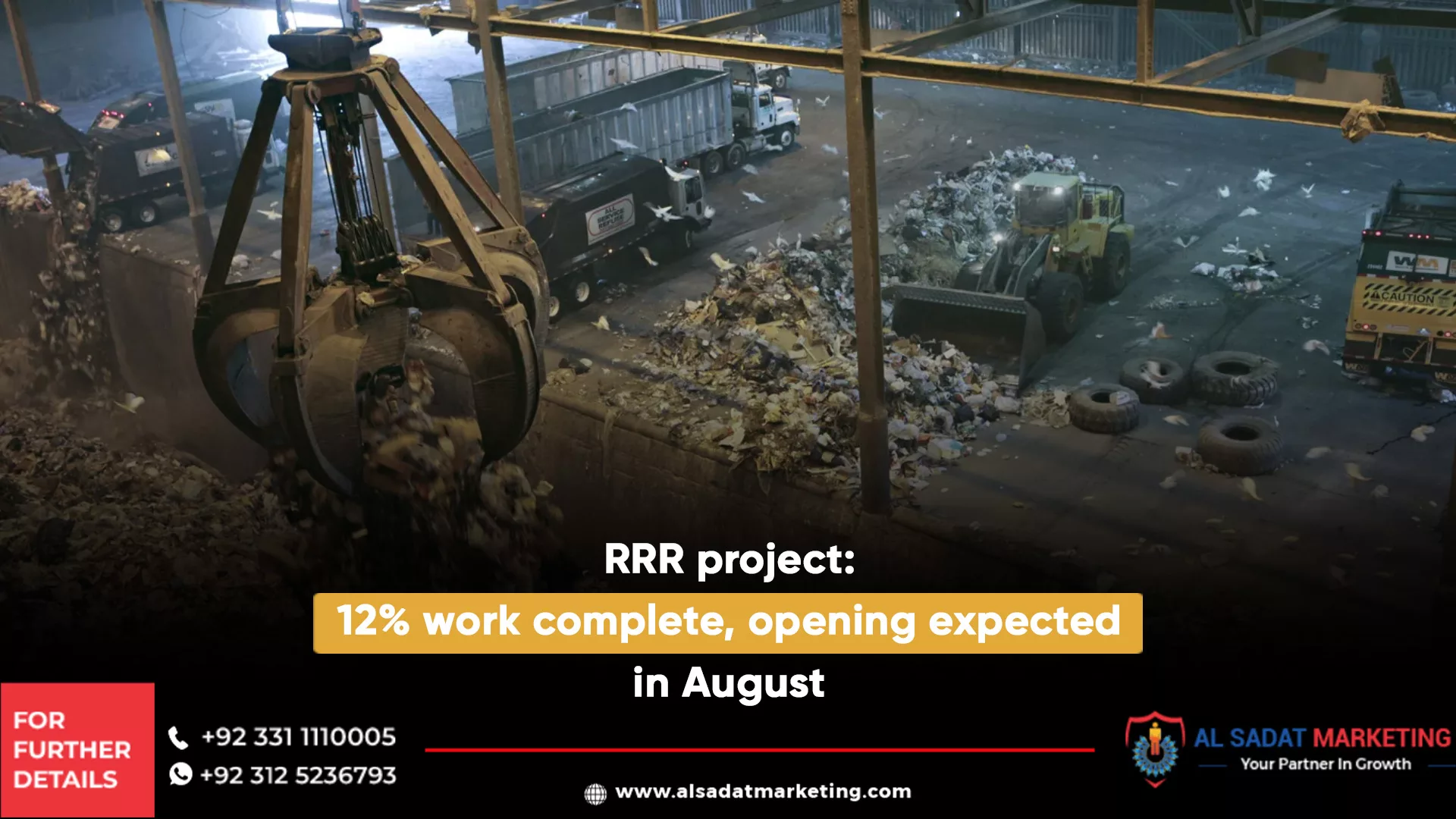 rrr project: 12% work complete, opening expected in august, al sadat marketing, real estate agency in blue area islamabad pakistan