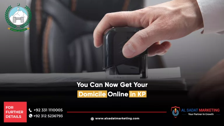 you can now get your domicile online in kp, al sadat marketing, real estate agency in blue area islamabad