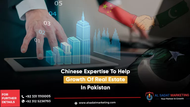 hands with pakistan china flag a hand touching the model of building represent the chine help of pakistan in real estate