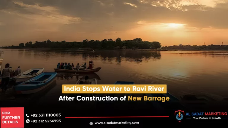 boats in the river of ravi after india stoped the water of ravi river