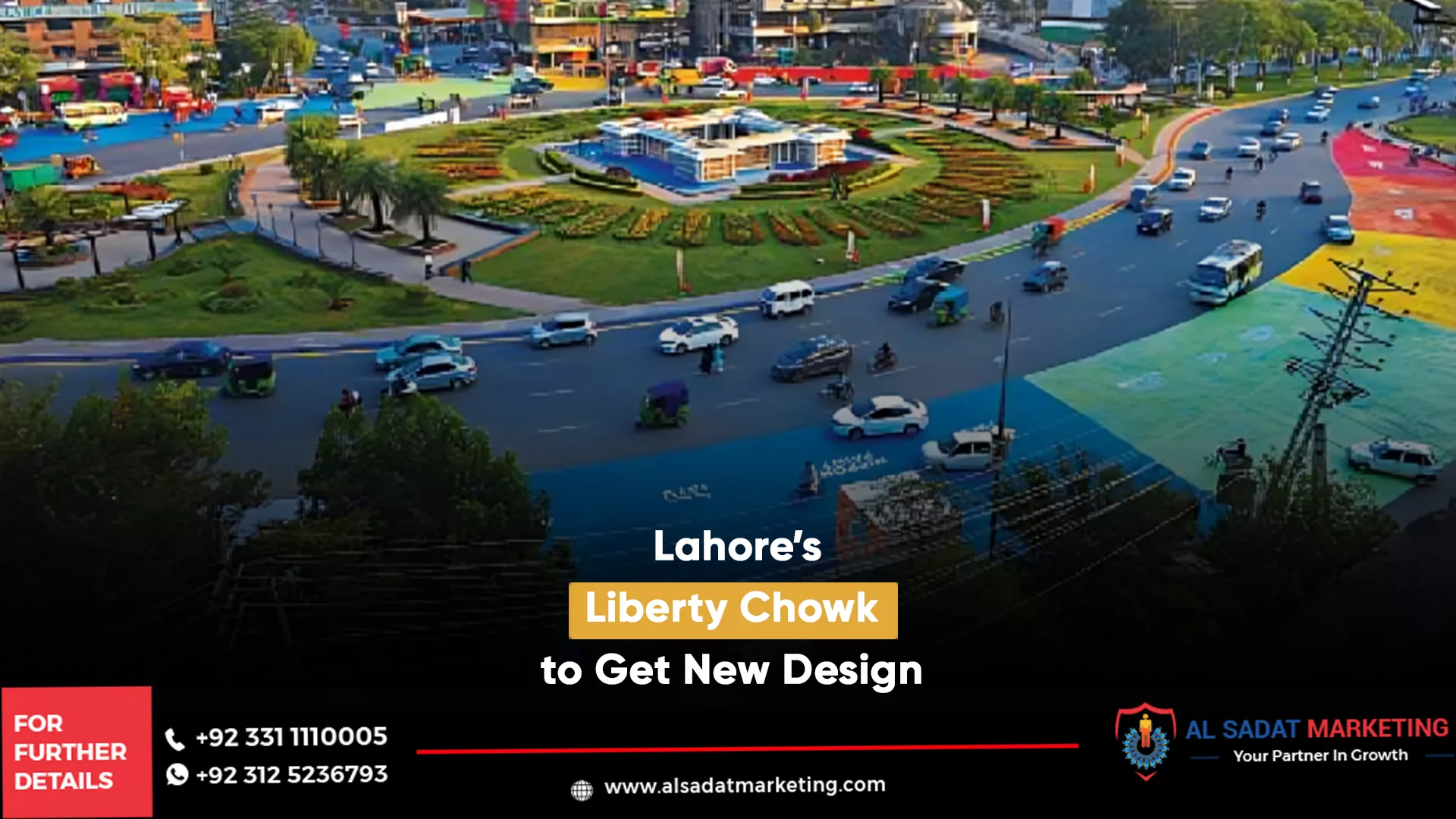 mant cars and building in the center of ground in lahore liberty chowk