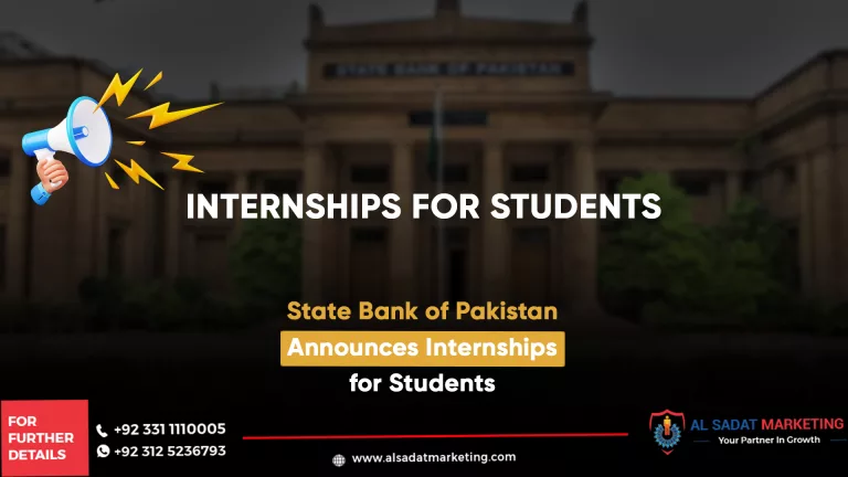 state bank of pakistan building in backgroundwith title of internship in state bank for students