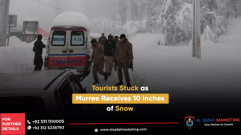 1 car and one ambulance stuck in snow and some people with pak army are helping in murree