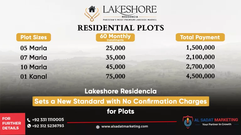 lakeshore residencia offer plot booking without confirmation charges
