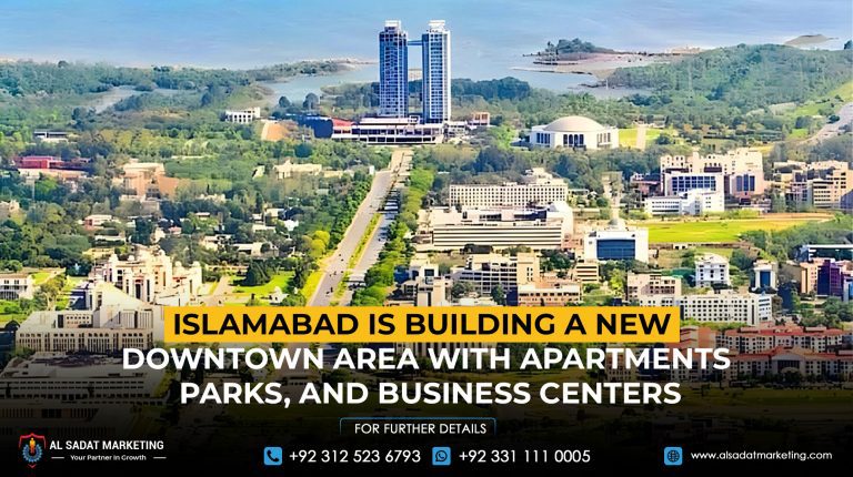 Islamabad is building a new downtown area with apartments, parks, and business centers