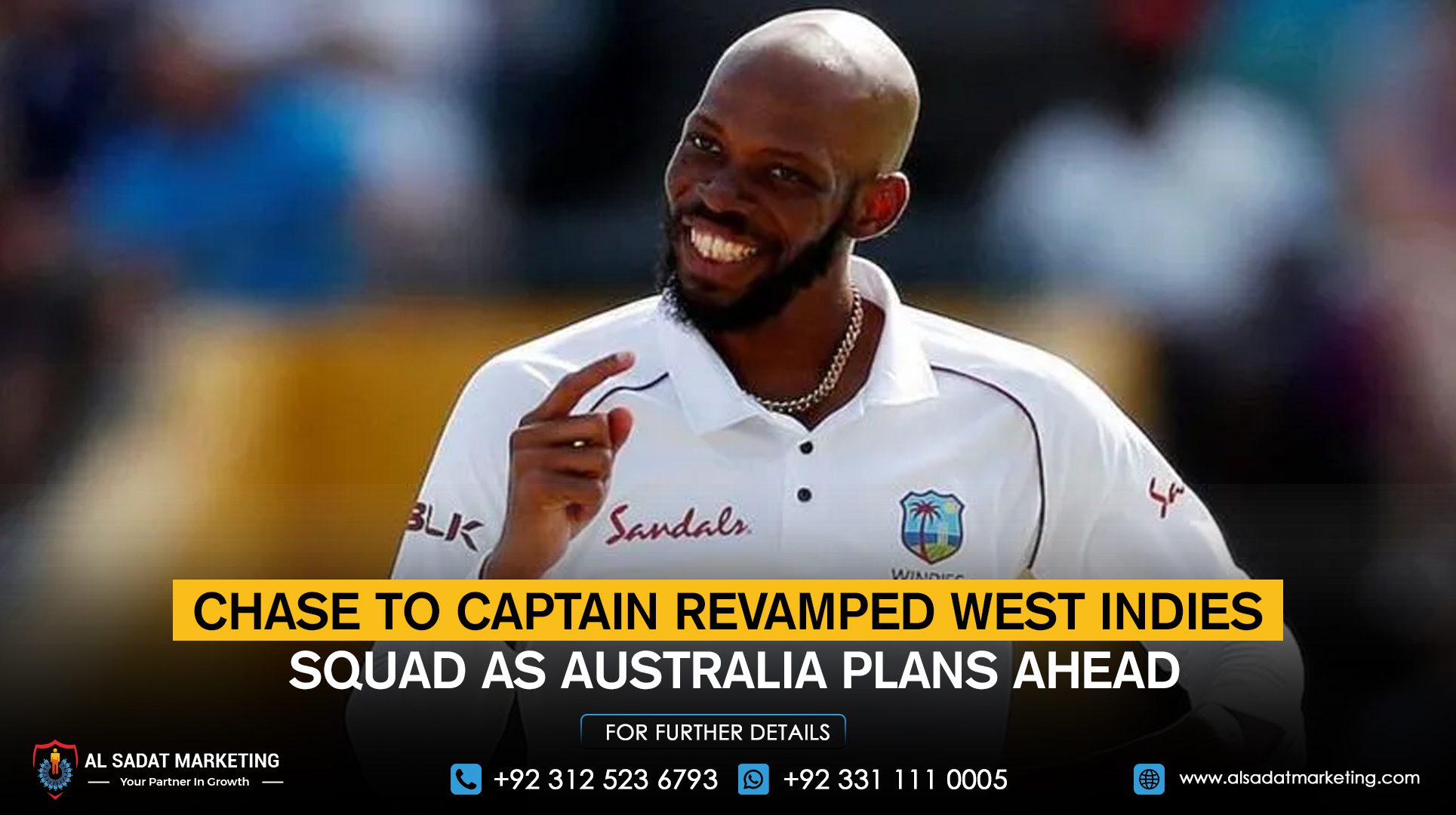 Chase to Captain Revamped West Indies Squad as Australia Plans Ahead
