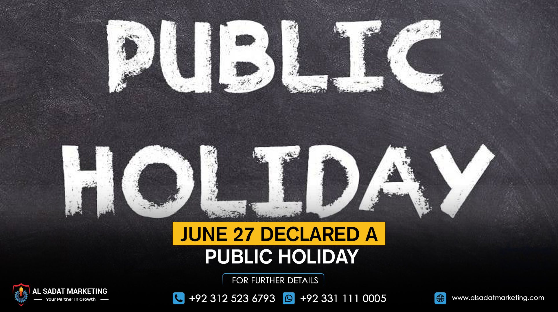 June 27 Declared a Public Holiday