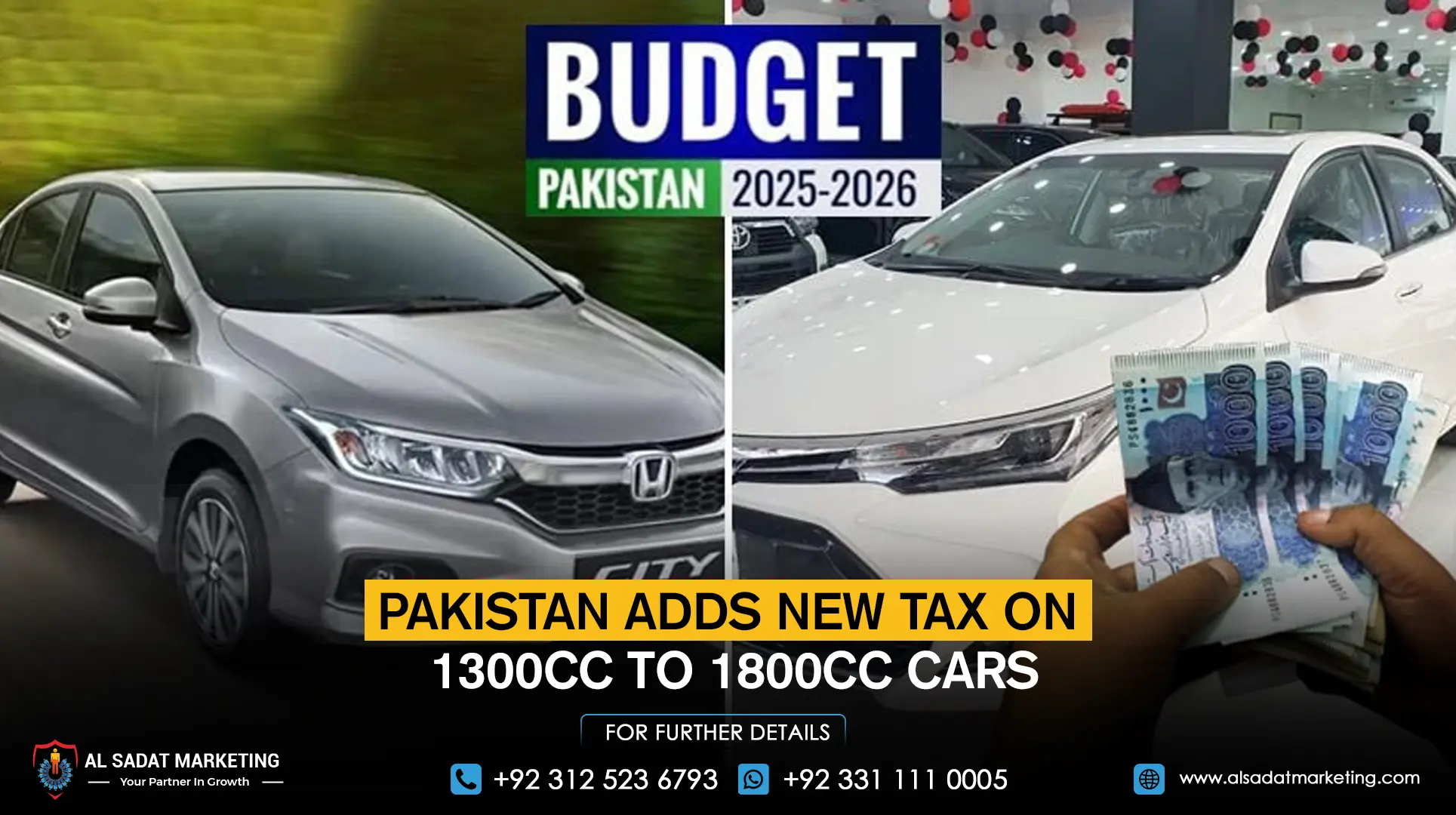 Pakistan adds new tax on 1300cc to 1800cc cars