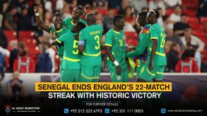 Senegal Ends England’s 22-Match Streak with Historic Victory 