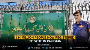 134 million people are now registered to vote in Pakistan