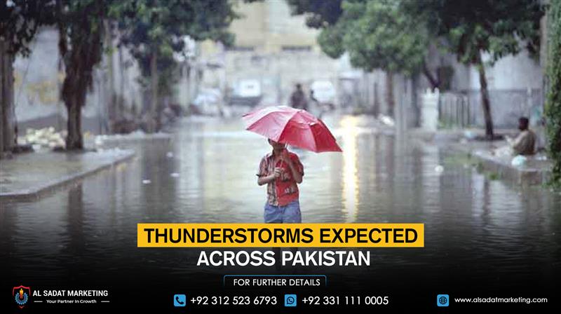 Thunderstorms are expected across Pakistan
