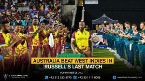 Australia beat West Indies in Russell's last match
