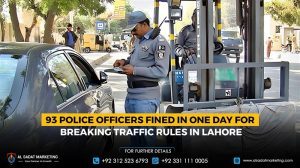 93 police officers fined in one day for breaking traffic rules in Lahore