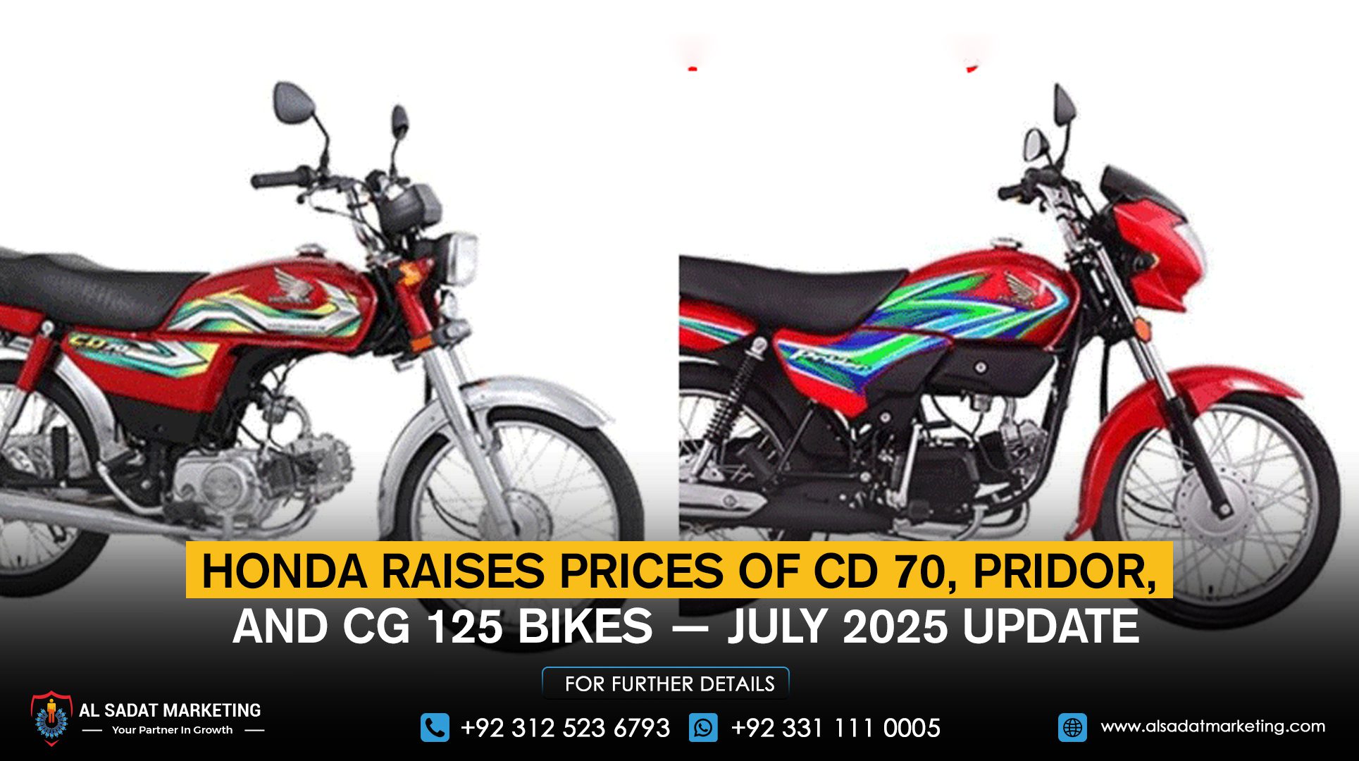 Honda raises prices of CD 70, Pridor, and CG 125 bikes — July 2025 update