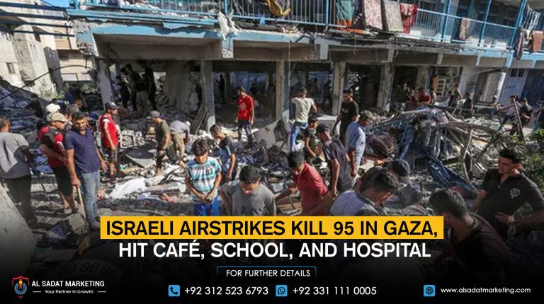 Israeli airstrikes kill 95 in Gaza, hit café, school, and hospital