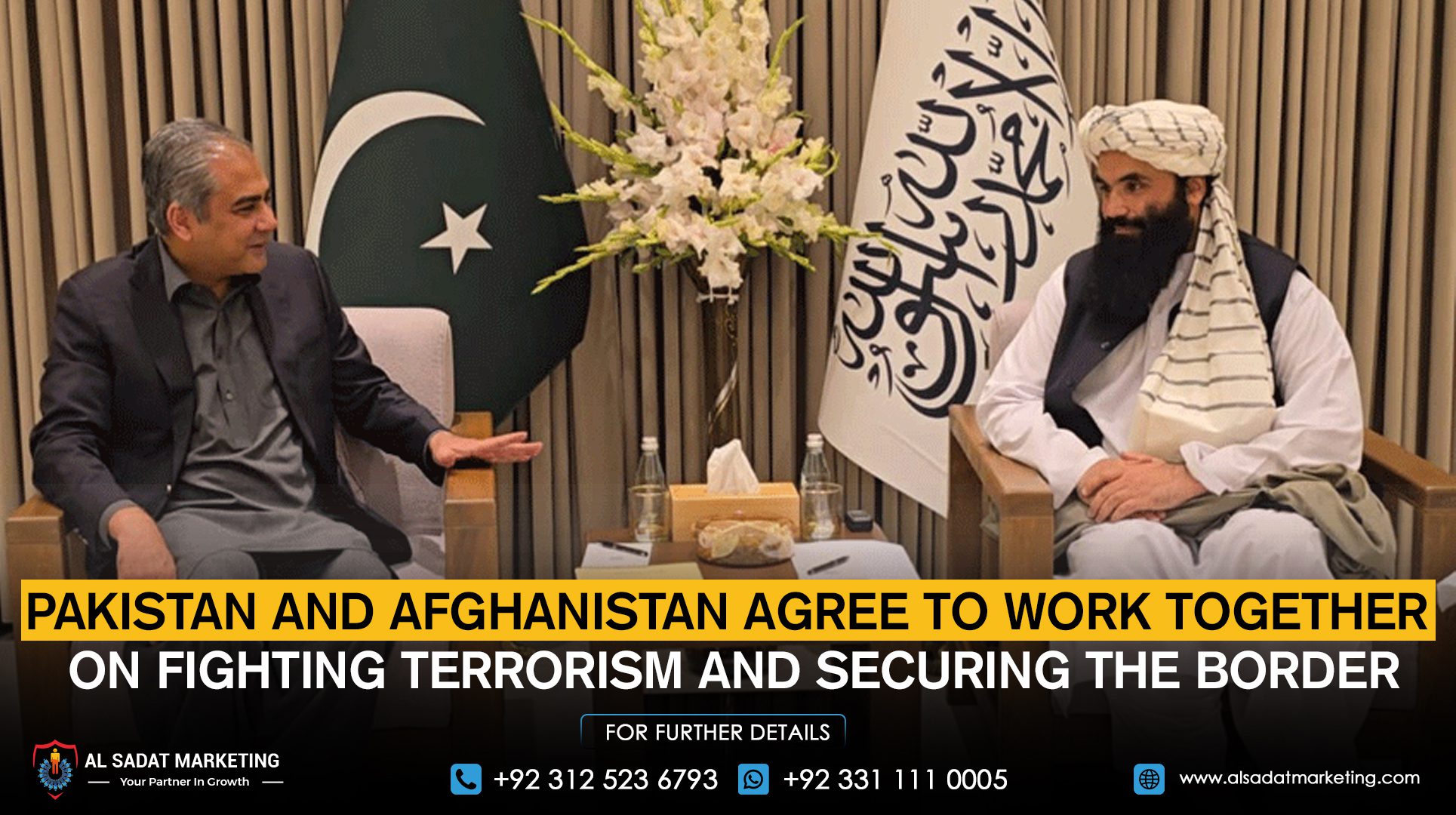 Pakistan and Afghanistan agree to work together on fighting terrorism and securing the border
