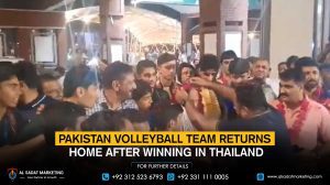 Pakistan volleyball team returns home after winning in Thailand