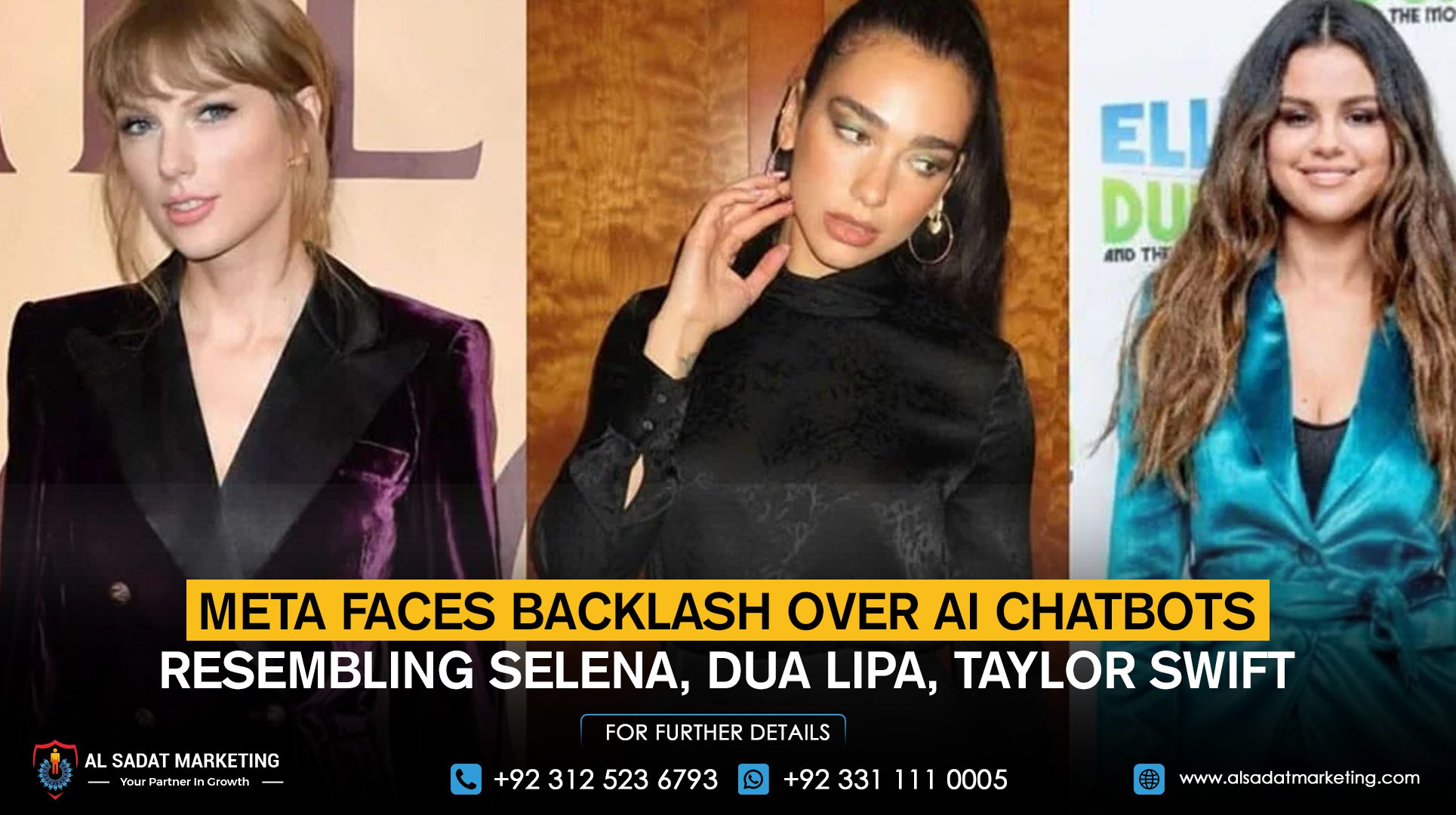 Meta faces backlash over AI chatbots resembling Selena, Dua Lipa, Taylor Swift